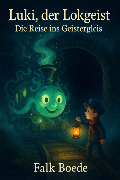 Ein Junge mit einer Laterne schaut auf einen leuchtenden Geist in einem Tunnel.