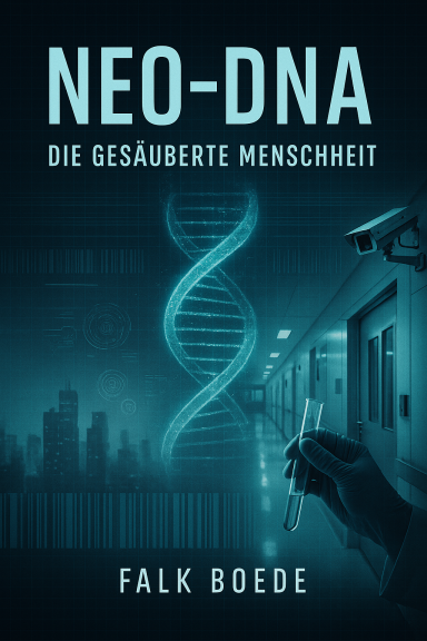 Buchcover mit DNA-Helix und einer Hand, die einen Probeentnehmer hält.