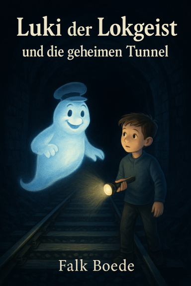 Junge mit Taschenlampe trifft freundlichen Geist in einem Tunnel.