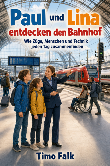 Paul und Lina entdecken den Bahnhof - Wie Züge, Menschen und Technik jeden Tag zusammenfinden Buchcover